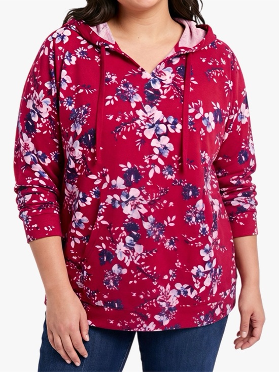 The Pioneer Woman Tops - Pioneer Woman Pink Floral Pullover Hoodie Sweatshirt Women’s Size XL